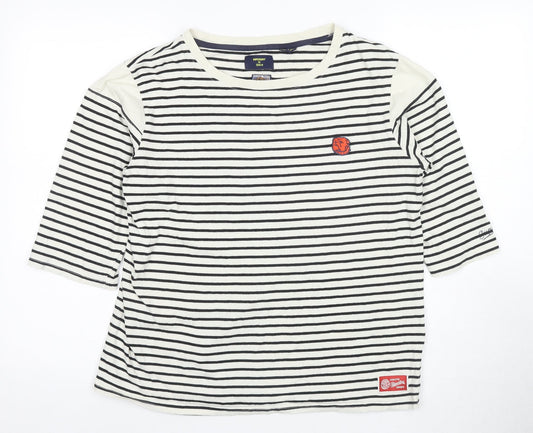 Superdry Women's White Striped T-Shirt Size 12