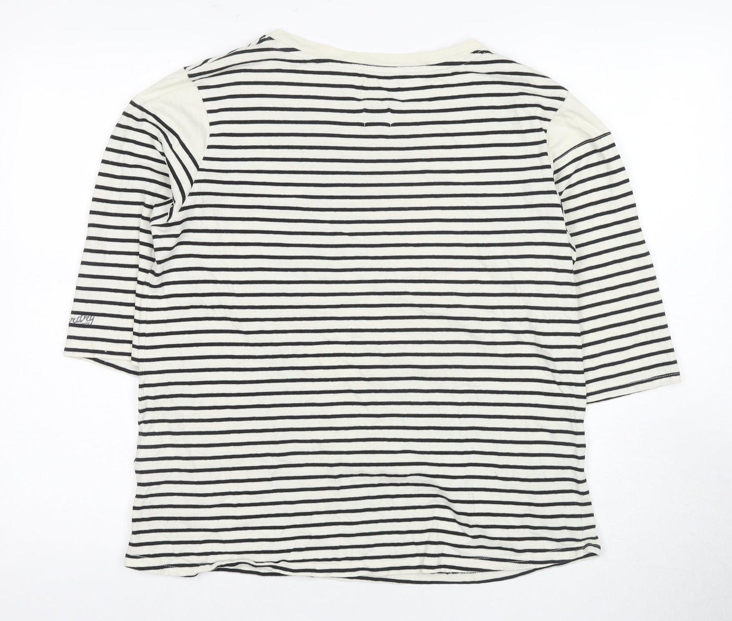 Superdry Women's White Striped T-Shirt Size 12
