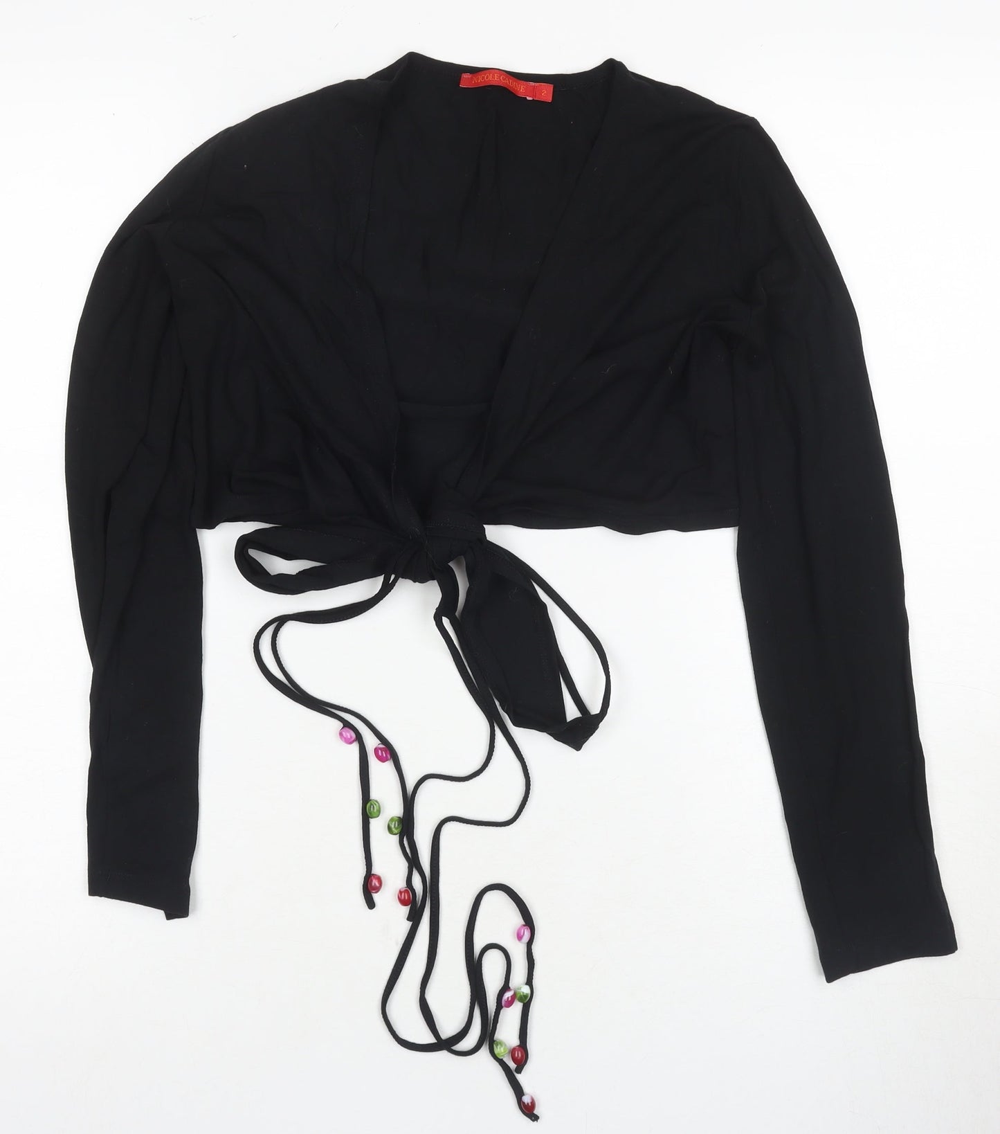 Nicole Cadine Women's Black Cropped Blouse Size 2