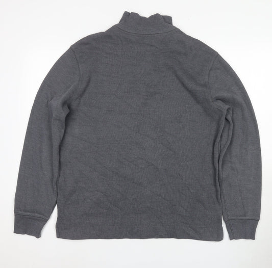 Gap Men's Grey Henley Sweatshirt L - Cotton Blend