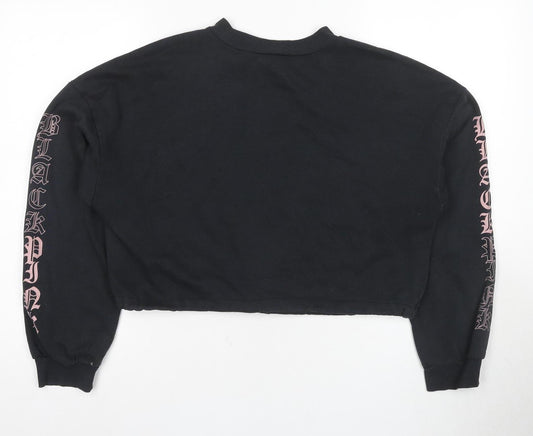 H&M Divided Black Hoodie, S, Women, Graphic Logo