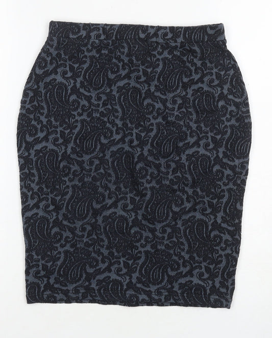 Warehouse Women's Black Paisley Pencil Skirt Size 8