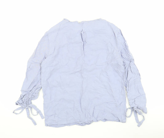 Womens UK Size 8 Oliver Bonas Blue Lyocell Blouse