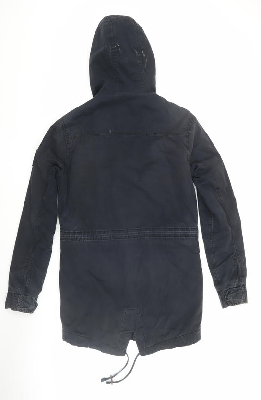 Superdry Men's XS Black Military Jacket, Hooded