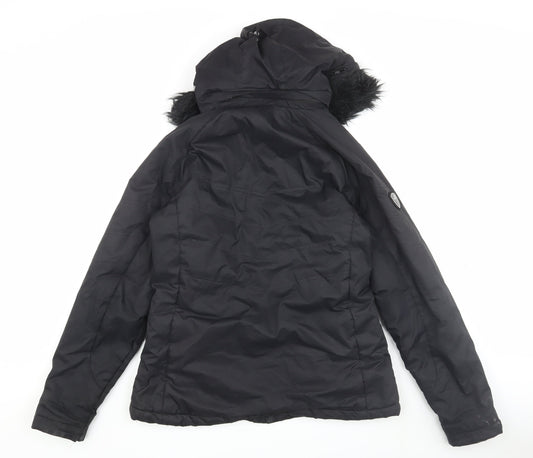 Trespass Women's Black Puffer Jacket L Hooded Warm Waterproof