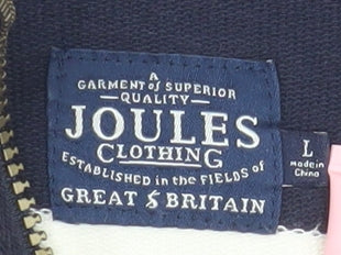 Joules Women's Blue White Striped Henley Sweatshirt L