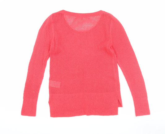 Superdry Women's Pink Open-Knit Pullover XS