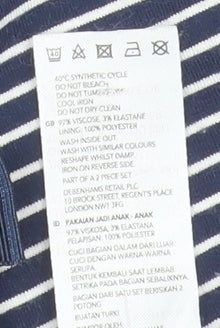 Brand and care label for Jasper Conran girls’ blue striped long sleeve t-shirt 4-5 yrs