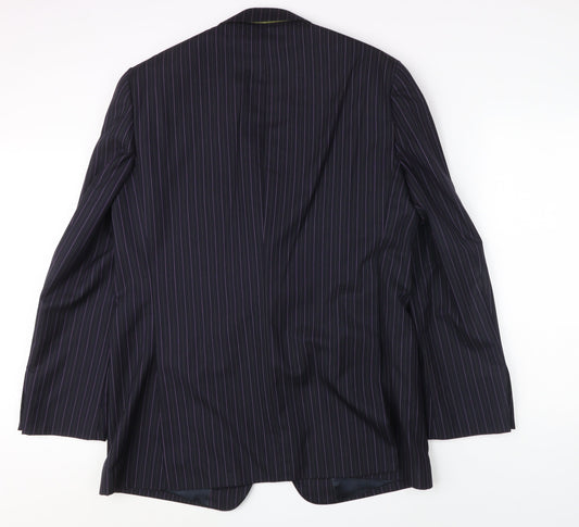 Magee Men's Blue Striped Suit Jacket, 44L, Regular Fit