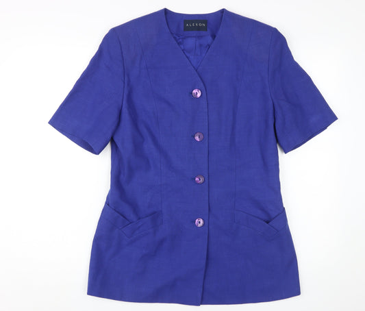 Womens UK Size 12 Regular Alexon Blue Polyester Blend Blazer