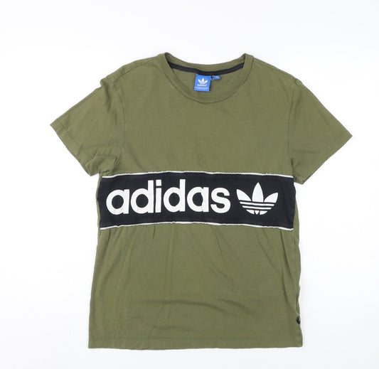 Adidas Men's Green XS Cotton Graphic T-Shirt