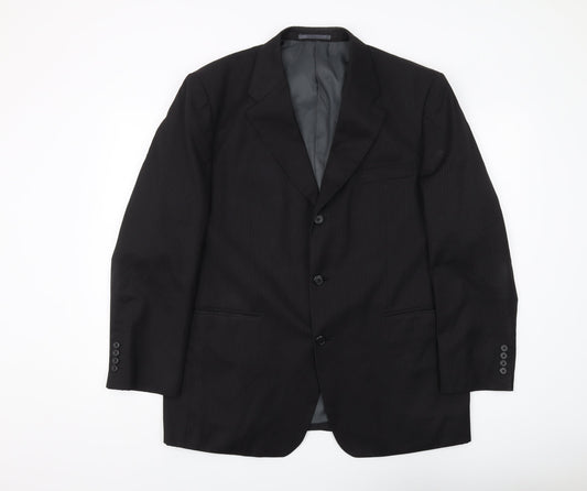 Moss Men's Black Suit Jacket, Size 44, Short Fit