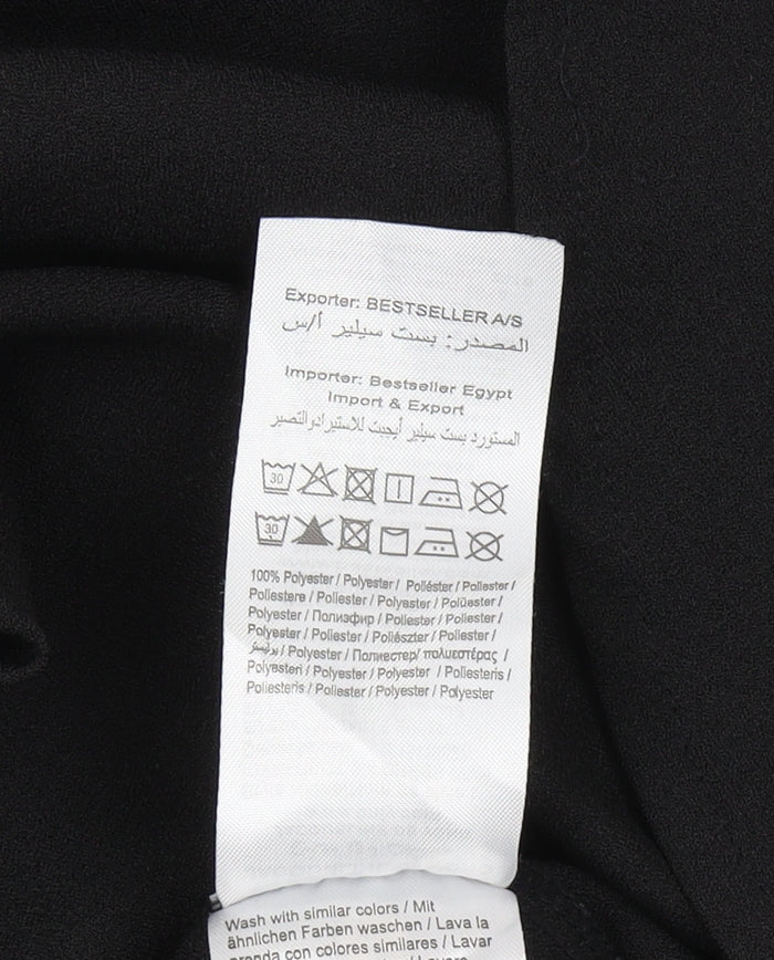 Brand and care label for Jacqueline de Yong Black Tunic, Women, size 10, Polyester