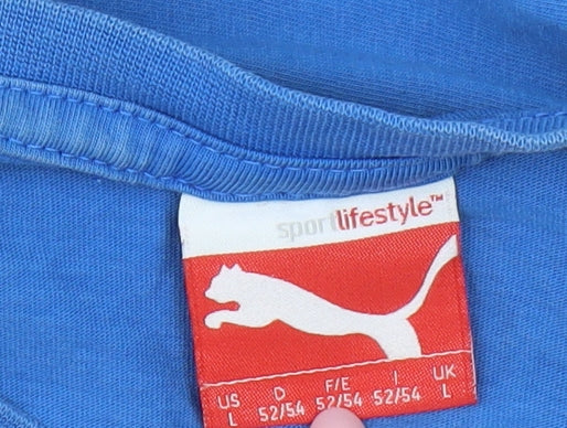 Mens UK Size L PUMA Blue Cotton Blend T-Shirt