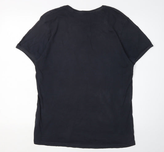 Firetrap Men's Black Crew Neck T-Shirt, Size L, Regular Fit