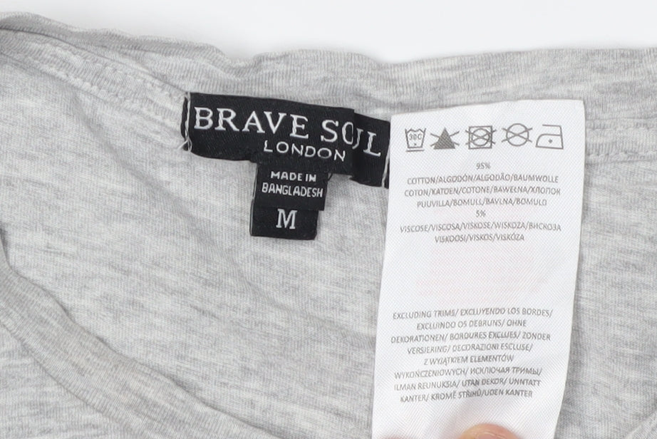 Brave Soul Women's Grey T-Shirt, Size M, Classic Style