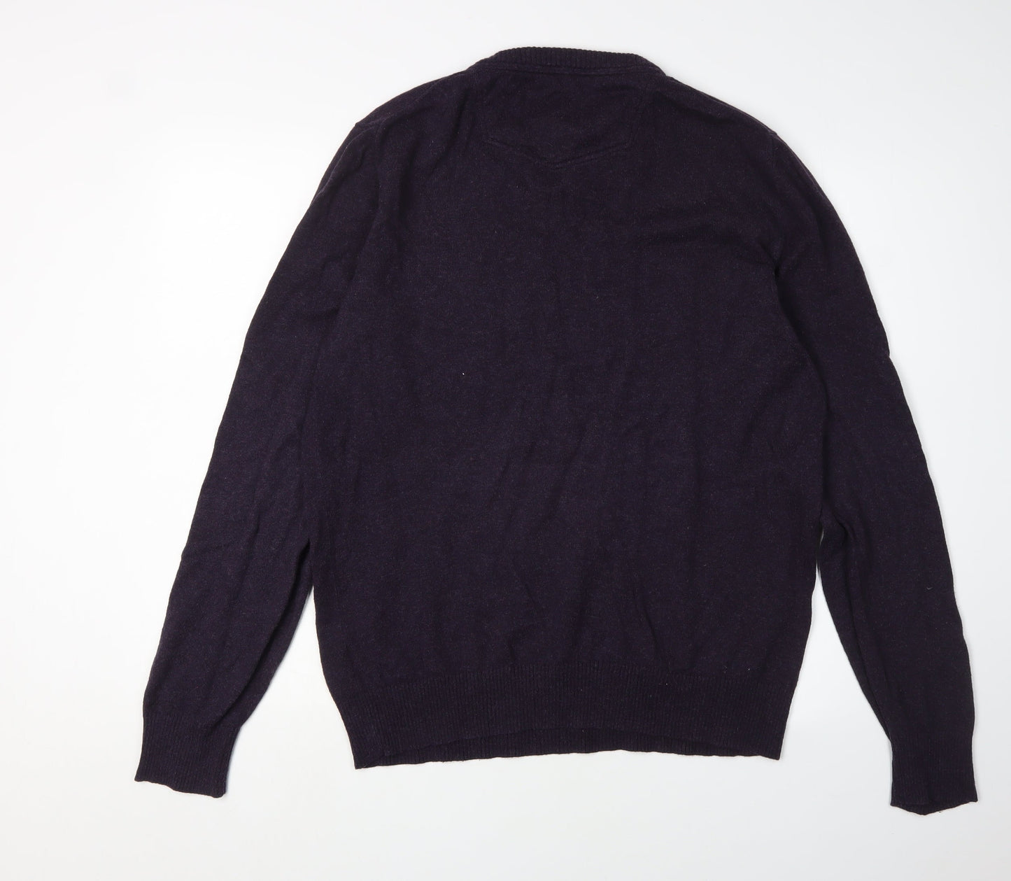 FatFace Men's Purple V-Neck Cotton Cashmere Jumper L