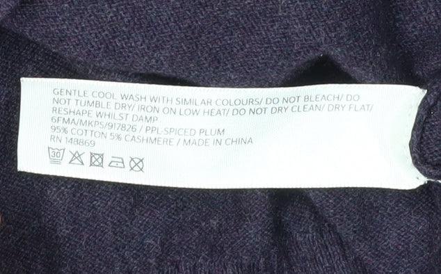 FatFace Men's Purple V-Neck Cotton Cashmere Jumper L