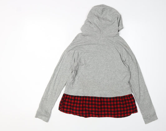 Gap Girls Grey Hoodie Pullover 8-9 Years Check Pattern