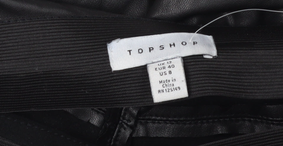 Topshop Women's Black Faux Leather Jeggings, Size 12