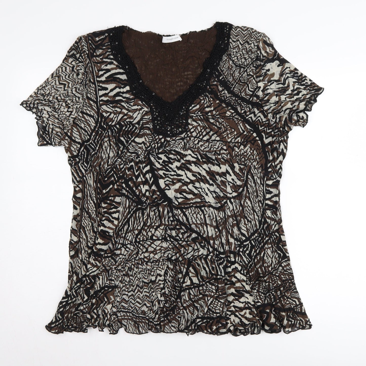 Windsmoor Women's Brown Beaded V-Neck Top