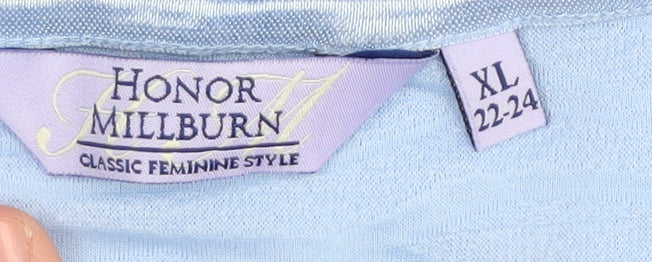 Brand and care label for Honor Millburn Women's Blue XL Basic T-Shirt