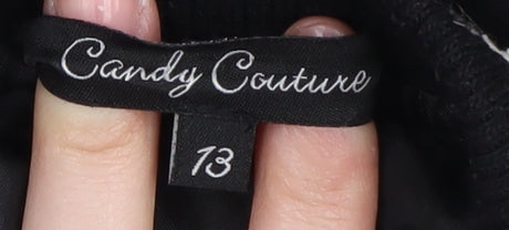 Candy Couture Girls Black Embroidered Bomber Jacket 13 Years