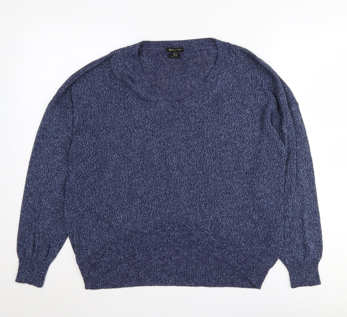Massimo Dutti Women's Blue V-Neck Pullover Jumper Size 10