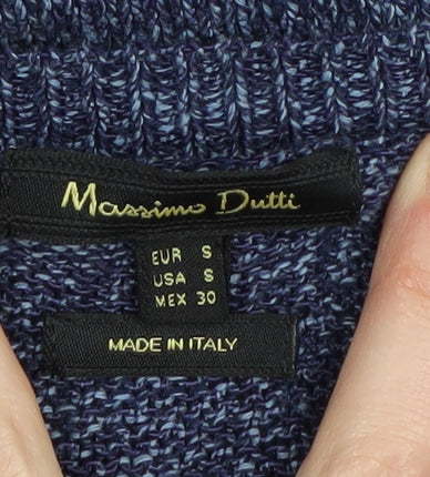 Massimo Dutti Women's Blue V-Neck Pullover Jumper Size 10