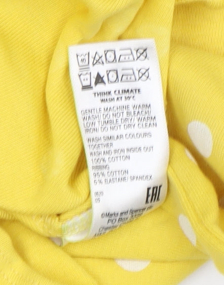 Marks and Spencer Women's Yellow Polka Dot T-Shirt