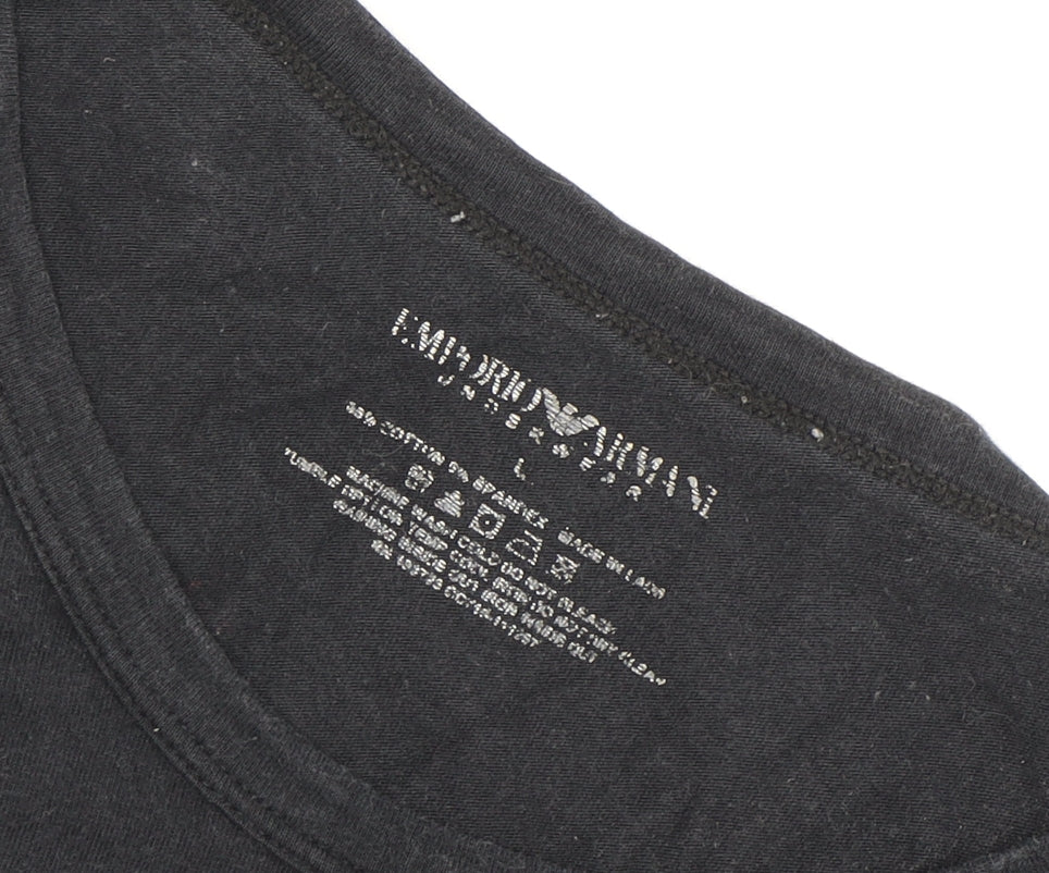 Emporio Armani Men's Black L T-Shirt - Logo Accents