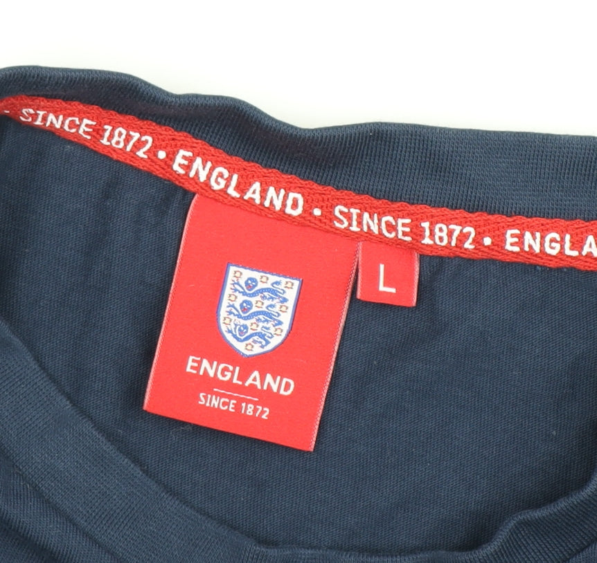 England Men's Blue Graphic T-Shirt L