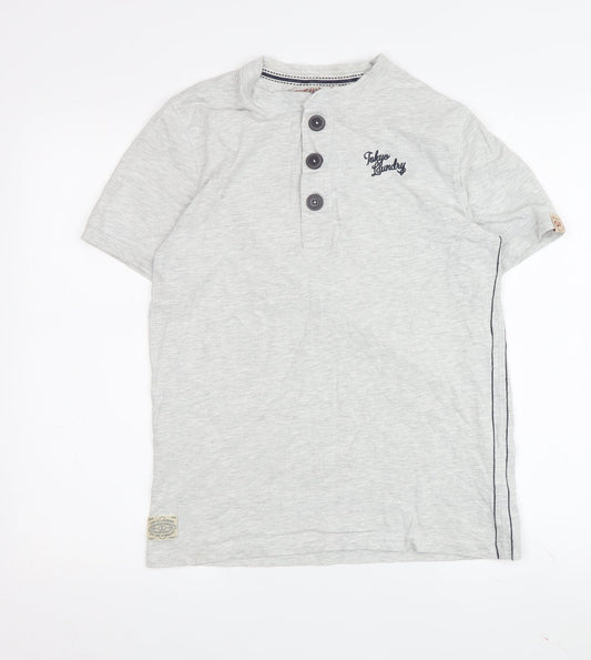 Tokyo Laundry Men's Grey Henley T-Shirt, Size S