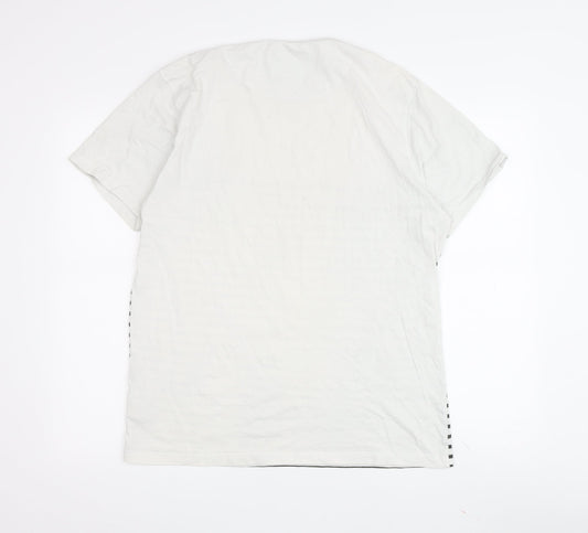 EN IT Men's L White Striped Crew Neck T-Shirt