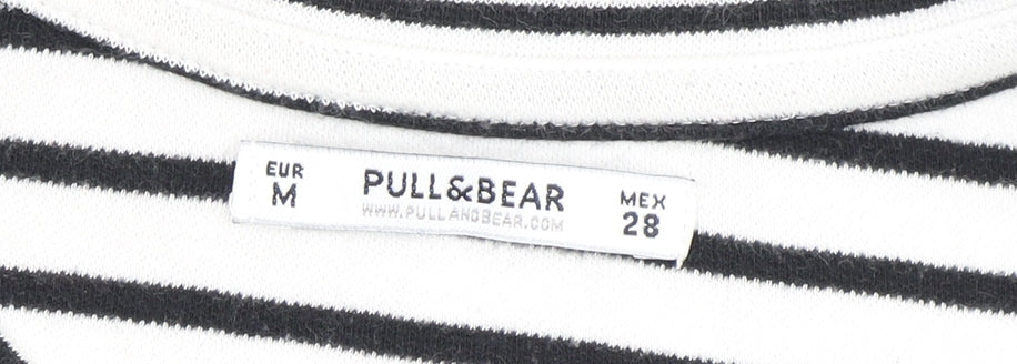 Pull & Bear Women's Black Striped Long Sleeve T-Shirt