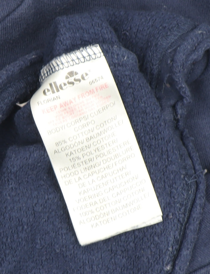 Brand and care label for Ellesse Women's Blue Pullover Hoodie, size 6