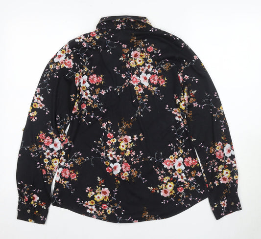 Apricot Women's Black Floral Button-Up Shirt, Size S