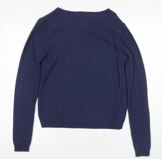 Womens UK 38 Regular Laura Ashley Blue Pullover Chunky-Knit