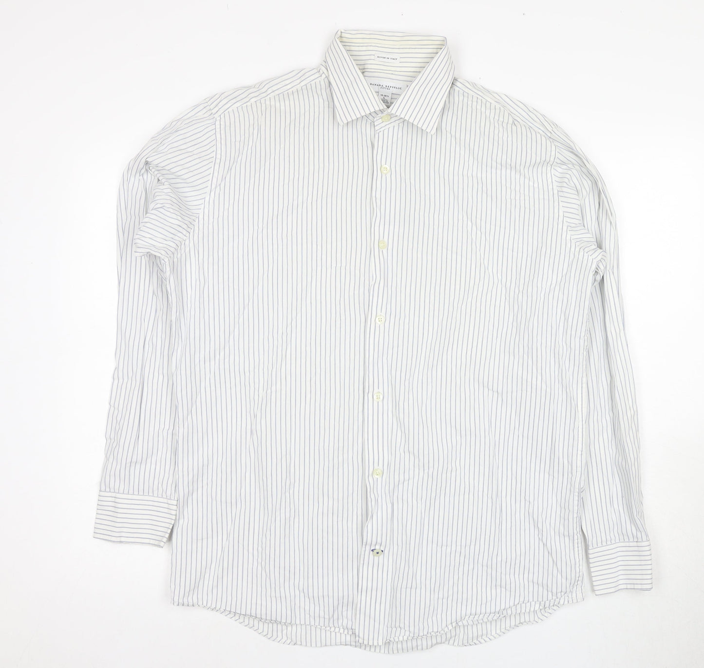 Banana Republic Men's White Striped Slim Dress Shirt L