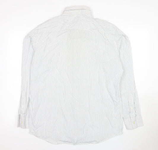 Banana Republic Men's White Striped Slim Dress Shirt L