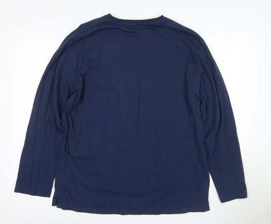 Jeff Banks Men's Blue Long Sleeve Crew Neck T-Shirt L