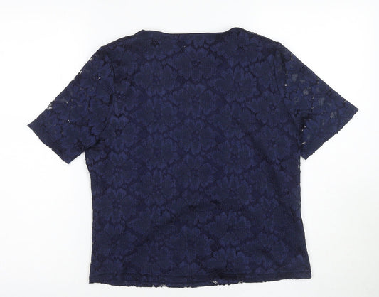Eastex Women's Blue Lace Short Sleeve Top Size 12