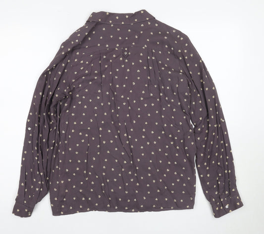 Womens UK Size 10 White Stuff Purple Viscose Button-Up