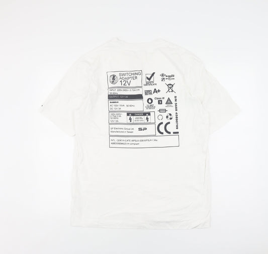 Reserved Mens White Graphic Relaxed Fit T-Shirt M