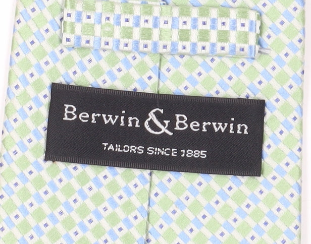 Berwin & Berwin Men's Green Geometric Silk Tie