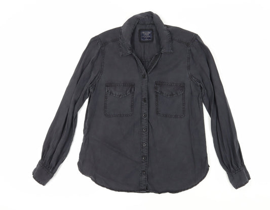 Abercrombie & Fitch Women's Black Button-Up Shirt, Size S