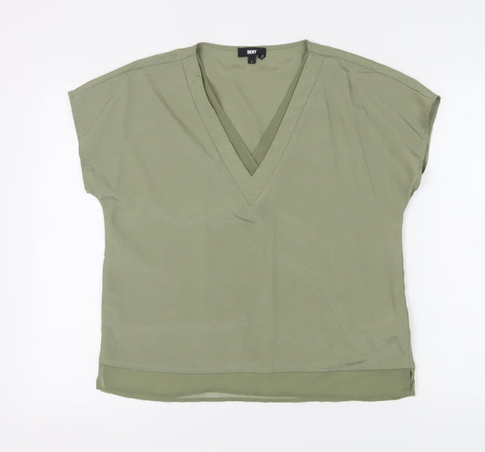 DKNY Women’s Green V-Neck Sleeveless Blouse