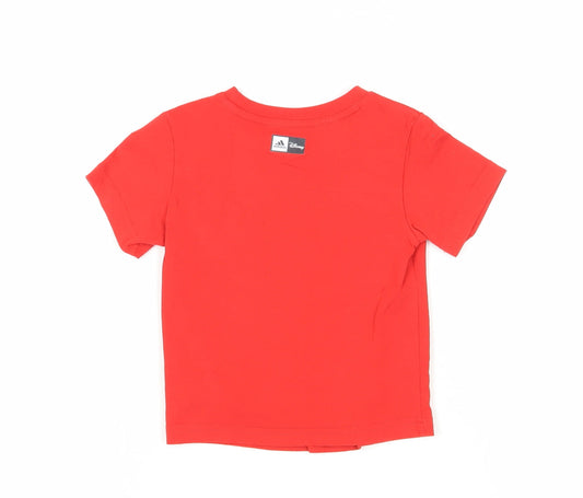 Adidas Unisex Baby Red Graphic T-Shirt 18-24M