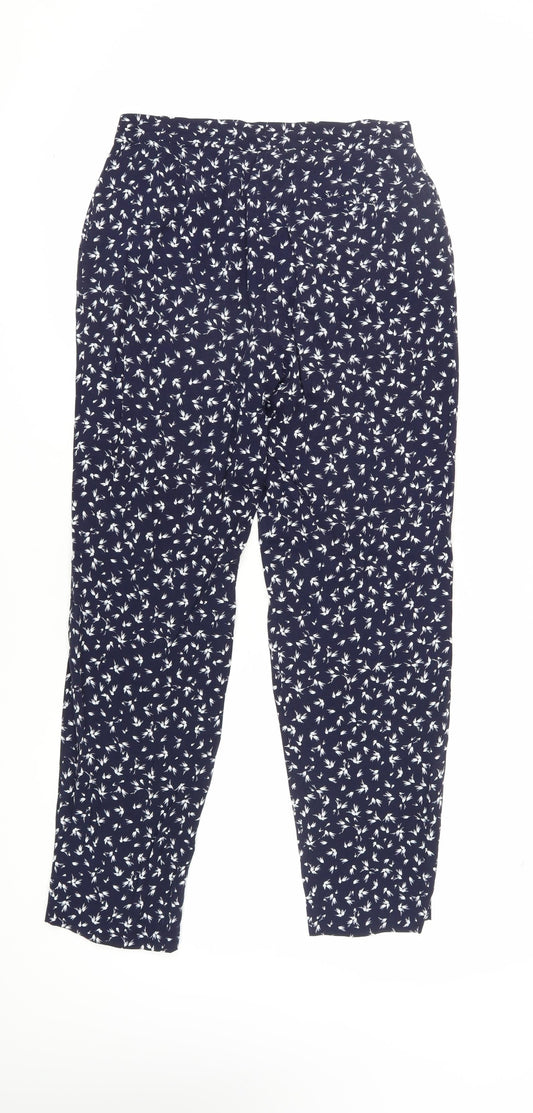 Jigsaw Women's Blue Floral Cropped Trousers, Size 8