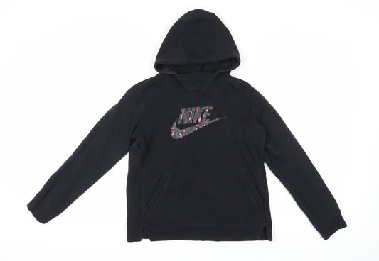 Nike Girls Black Graphic Print Hoodie XL